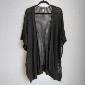 Vince Camuto One Size Open Knit Cardigan Short Sleeve Black‎ Lagenlook Boho Swim